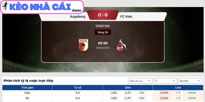 Soi kèo Augsburg vs Koln (02:30 ngày 28/02 | Bundesliga) 3 Kèo tài xỉu trận Augsburg vs Koln (02:30 ngày 28/02 | Bundesliga)
